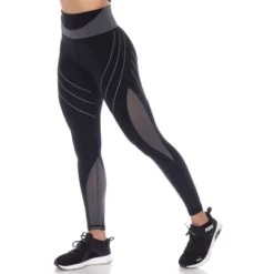 Women's High-Waist Reflective Piping Fitness Leggings - White Mark