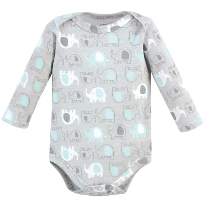 Luvable Friends Cotton Long-Sleeve Bodysuits 5pk, Unisex Basic Elephant 5 Luvable Friends Cotton Long-Sleeve Bodysuits 5pk, Unisex Basic Elephant - Image 5