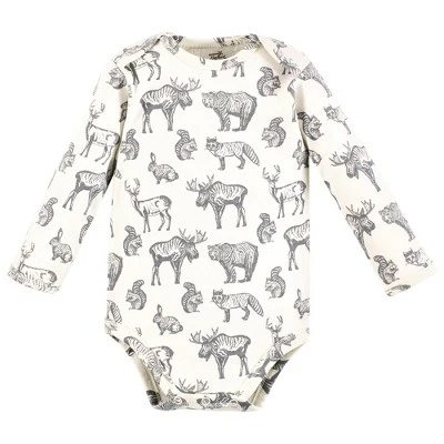 Touched By Nature Organic Cotton Long-Sleeve Bodysuits, Neutral Woodland 3 Touched By Nature Organic Cotton Long-Sleeve Bodysuits, Neutral Woodland - Image 3