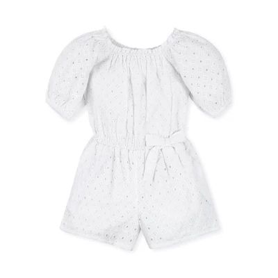 Hope & Henry Girls' Organic Cotton Puff Sleeve Eyelet Romper, Infant 4 Hope & Henry Girls' Organic Cotton Puff Sleeve Eyelet Romper, Infant - Image 4