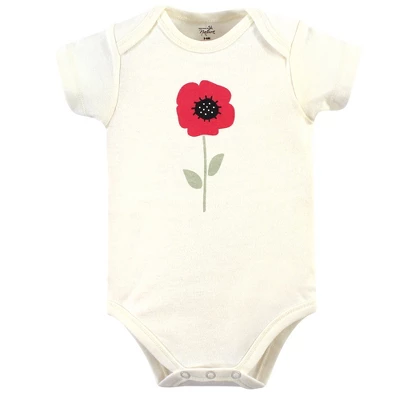 Touched By Nature Baby Girl Organic Cotton Bodysuits 5pk, Poppy 5 Touched By Nature Baby Girl Organic Cotton Bodysuits 5pk, Poppy - Image 5