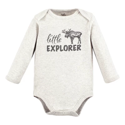 Touched By Nature Organic Cotton Long-Sleeve Bodysuits, Neutral Woodland 2 Touched By Nature Organic Cotton Long-Sleeve Bodysuits, Neutral Woodland - Image 2
