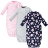 Hudson Baby Infant Girl Fleece Gowns, Navy Rose
