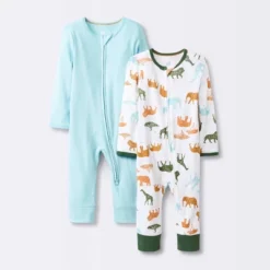Baby Boys' 2pk Safari Animals Zip Romper - Cloud Island™ -ActiveMode Sales Store GUEST 6a050ea2 182d 407e b259 1392e197dbb6