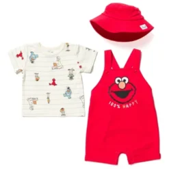 Sesame Street Elmo Baby French Terry Short Overalls T-Shirt And Hat 3 Piece Outfit Set Newborn To Infant 27 Sesame Street Elmo Baby French Terry Short Overalls T-Shirt And Hat 3 Piece Outfit Set Newborn To Infant -ActiveMode Sales Store GUEST 6a2b7520 5c3d 40fd 8ab3 e86e0b098488