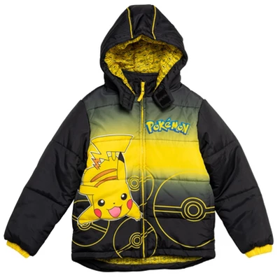 Pokemon Pikachu Zip Up Winter Coat Puffer Jacket Little Kid To Big Kid 2 Pokemon Pikachu Zip Up Winter Coat Puffer Jacket Little Kid To Big Kid - Image 2
