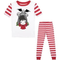 Beetlejuice Lydia And Gravestone With Skulls Youth Red And White Striped Sleep Set -ActiveMode Sales Store GUEST 6b05c77a ba2d 4ab1 baa2 2ea844addae7