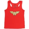 Wonder Woman Big Girls Logo Mesh Tank & Shorts PJ Set Red