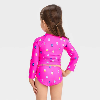 Toddler Girls' Ice Cream Cone Rash Guard Set - Cat & Jack™ Pink 2 Toddler Girls' Ice Cream Cone Rash Guard Set - Cat & Jack™ Pink - Image 2
