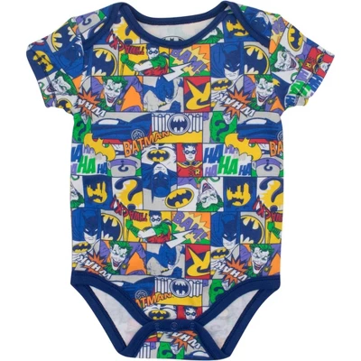 DC Comics Justice League Batman Joker Riddler Newborn Baby Boys 5 Pack Short Sleeve Bodysuits 4 DC Comics Justice League Batman Joker Riddler Newborn Baby Boys 5 Pack Short Sleeve Bodysuits - Image 4