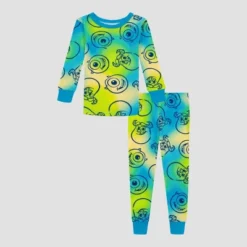 Toddler Boys' 4pc Monsters, Inc. Tie-Dye Snug Fit Pajama Set - Green