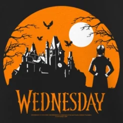 Girl's Wednesday Halloween Haunted House T-Shirt