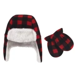 Hudson Baby Infant And Toddler Fleece Trapper Hat And Mitten 2pc Set, Black Red Plaid -ActiveMode Sales Store GUEST 8155a241 849d 46c3 843e 3a634f43d7b9