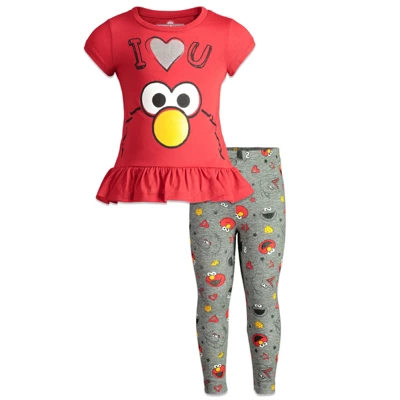 Sesame Street Big Bird Cookie Monster Elmo Baby Girls Pullover T-Shirt And Leggings Outfit Set Infant 9 Sesame Street Big Bird Cookie Monster Elmo Baby Girls Pullover T-Shirt And Leggings Outfit Set Infant - Image 9