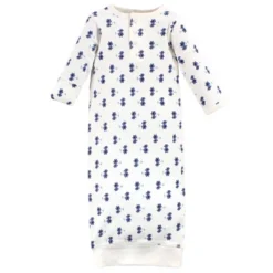 Touched By Nature Baby Girl Organic Cotton Henley Long-Sleeve Gowns 3pk, Garden Floral