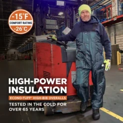 RefrigiWear Men's Econo-Tuff Lightweight Fiberfill Insulated High Bib Overalls