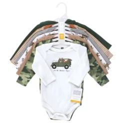 Hudson Baby Infant Boy Cotton Long-Sleeve Bodysuits, Animal Adventure 7-Pack