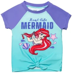 Disney Princess Ariel Girls One-Piece Swimsuit Rash Guard Tankini Top Modest Skirt And Bottom 5 Piece Set Toddler