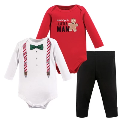 Little Treasure Baby Boy Cotton Bodysuit And Pant Set, Christmas Suspenders 3 Little Treasure Baby Boy Cotton Bodysuit And Pant Set, Christmas Suspenders - Image 3