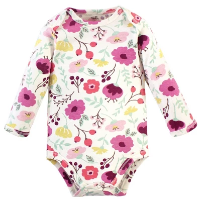 Touched By Nature Baby Girl Organic Cotton Long-Sleeve Bodysuits 5pk, Botanical 2 Touched By Nature Baby Girl Organic Cotton Long-Sleeve Bodysuits 5pk, Botanical - Image 2
