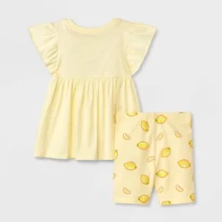 Toddler Girls' Bluey Solid Top And Bottom Set - Yellow