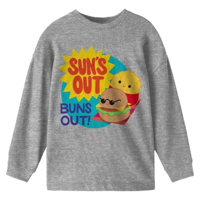 Squishmallows Sun's Out Buns Out Crew Neck Long Sleeve Athletic Heather Youth Tee 2 Squishmallows Sun's Out Buns Out Crew Neck Long Sleeve Athletic Heather Youth Tee - Image 2
