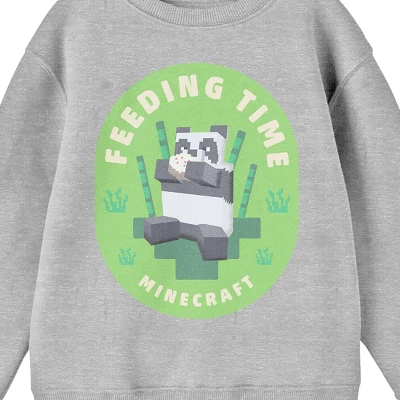 Minecraft Panda Feeding Time Crew Neck Long Sleeve Athletic Heather Boy's Sweatshirt 1 Minecraft Panda Feeding Time Crew Neck Long Sleeve Athletic Heather Boy's Sweatshirt