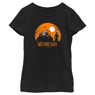 Girl's Wednesday Halloween Haunted House T-Shirt 3 Girl's Wednesday Halloween Haunted House T-Shirt - Image 3