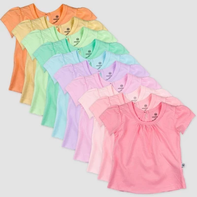 Honest Baby Girls' 10pk Rainbow Organic Cotton Puff Sleeve T-Shirt 4 Honest Baby Girls' 10pk Rainbow Organic Cotton Puff Sleeve T-Shirt - Image 4