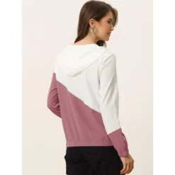 Allegra K Women's Color Block Drawstring Hem Long Sleeve Sport Hooded Zip Lightweight Jacket -ActiveMode Sales Store GUEST 9ecc431d 51dc 4341 9479 eb565fc01528