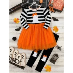 Girls How Do You Boo Striped Tutu Tunic & Legging Set - Mia Belle Girls -ActiveMode Sales Store GUEST 9f4820e7 5056 4b6f ab40 0d4c3e6592ed