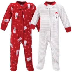 Hudson Baby Baby Fleece Zipper Sleep And Play 2pk, Santa Snowman