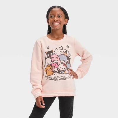 Girls' Hello Kitty & Friends Dreamy Pullover Sweatshirt - Pink 3 Girls' Hello Kitty & Friends Dreamy Pullover Sweatshirt - Pink - Image 3