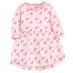 Touched By Nature Baby And Toddler Girl Organic Cotton Long-Sleeve Dresses 2pk, Coral Garden