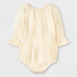 Grayson Collective Baby Girls' Bow Gauze Bubble Romper - Cream