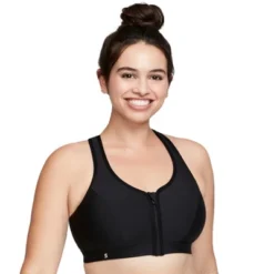 Glamorise Womens Zip Up Front-Closure Sports Wirefree Bra 9266 Black -ActiveMode Sales Store GUEST b2bfe53f 9df9 4467 a920 1560a55426d9