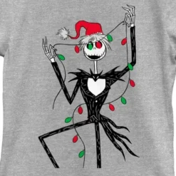 Girl's The Nightmare Before Christmas Jack Christmas Lights T-Shirt