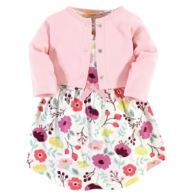 Touched By Nature Baby And Toddler Girl Organic Cotton Dress And Cardigan 2pc Set, Botanical 4 Touched By Nature Baby And Toddler Girl Organic Cotton Dress And Cardigan 2pc Set, Botanical - Image 4