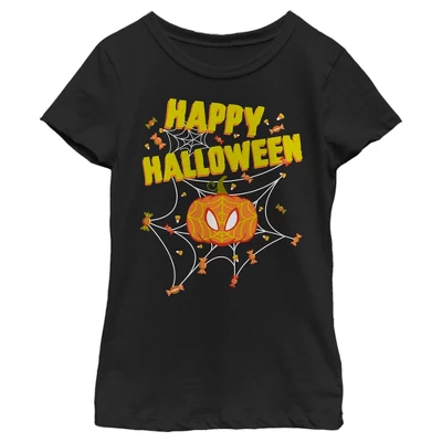 Girl's Marvel Spider-Man Jack-O'-Lantern Happy Halloween T-Shirt 3 Girl's Marvel Spider-Man Jack-O'-Lantern Happy Halloween T-Shirt - Image 3