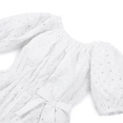 Hope & Henry Girls' Organic Cotton Puff Sleeve Eyelet Romper, Infant