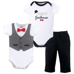 Little Treasure Baby Boy Cotton Bodysuit And Pant Set, Gentleman