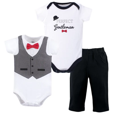 Little Treasure Baby Boy Cotton Bodysuit And Pant Set, Gentleman 1 Little Treasure Baby Boy Cotton Bodysuit And Pant Set, Gentleman