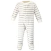 Touched By Nature Baby Boy Organic Cotton Zipper Sleep And Play 3pk, Mr Moon