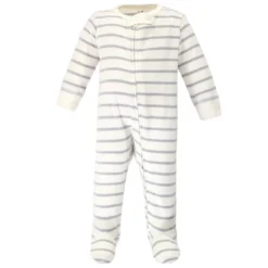 Touched By Nature Baby Boy Organic Cotton Zipper Sleep And Play 3pk, Mr Moon
