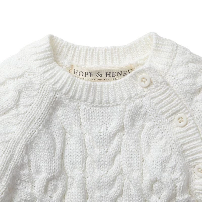 Hope & Henry Baby Cable Knit Sweater Romper 1 Hope & Henry Baby Cable Knit Sweater Romper
