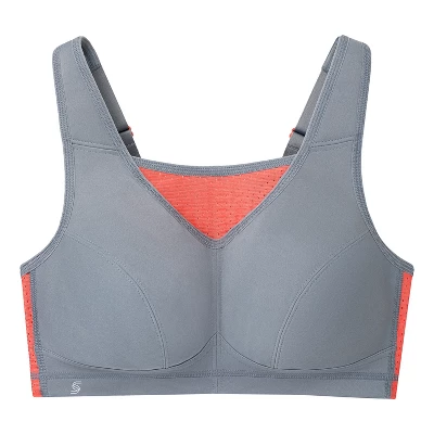 Glamorise Womens No-Bounce Camisole Elite Sports Wirefree Bra 1067 Gray/Coral 3 Glamorise Womens No-Bounce Camisole Elite Sports Wirefree Bra 1067 Gray/Coral - Image 3