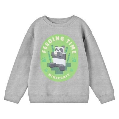 Minecraft Panda Feeding Time Crew Neck Long Sleeve Athletic Heather Boy's Sweatshirt 2 Minecraft Panda Feeding Time Crew Neck Long Sleeve Athletic Heather Boy's Sweatshirt - Image 2