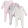 Touched By Nature Baby Girl Organic Cotton Zipper Sleep And Play 3pk, Bird
