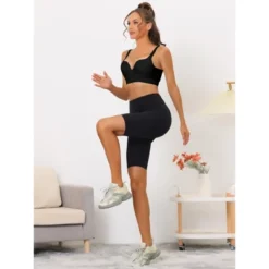 Allegra K Women's Medium Impact Workout Wireless Padded Deep V Neck Fitness Sports Bras -ActiveMode Sales Store GUEST c102492a 70a5 45bb 9c8f 9b1d73e40087