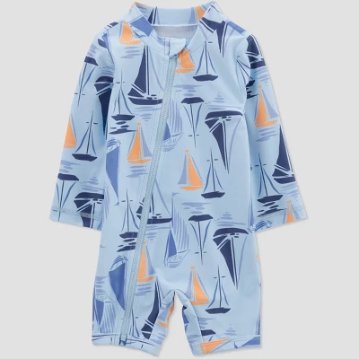 Carter's Just One You® Baby Boys' Boat One Piece Rash Guard - Blue 3 Carter's Just One You® Baby Boys' Boat One Piece Rash Guard - Blue - Image 3